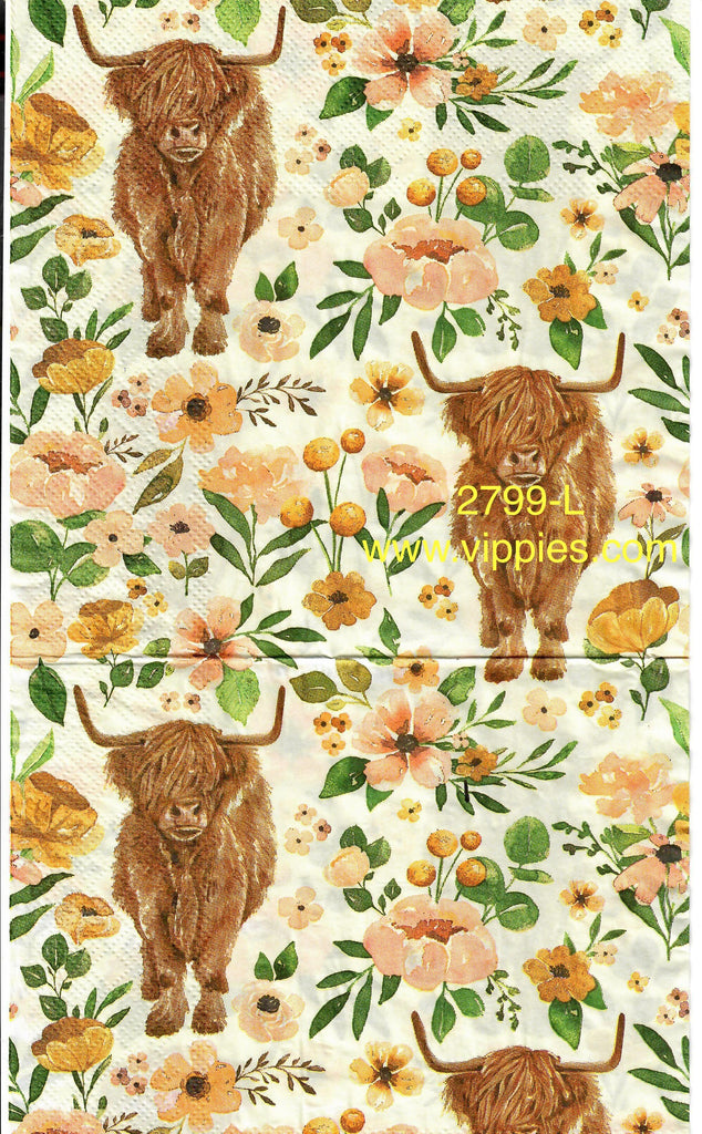 ANIM-2799-L Highland Cow Print Napkin for Decoupage