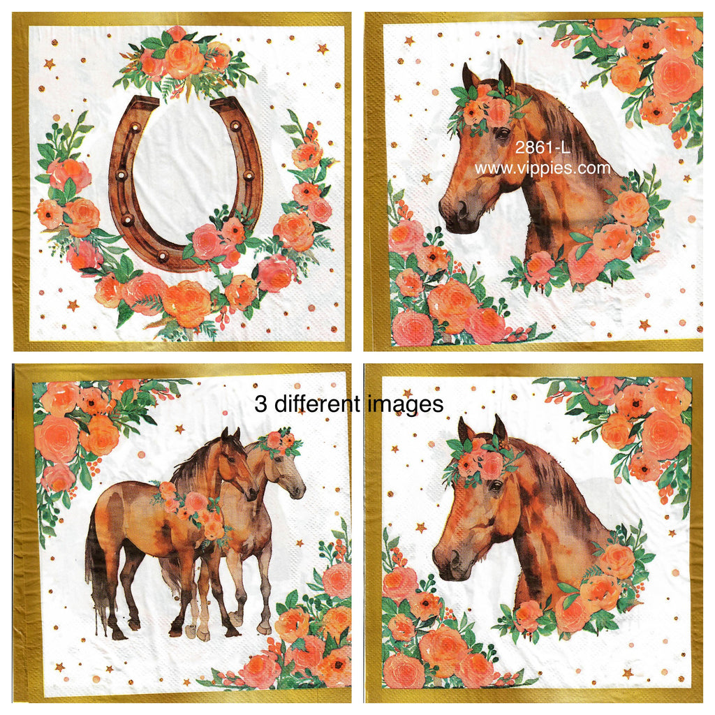 ANIM-2861-L Pony Horse Horseshoe Napkin for Decoupage