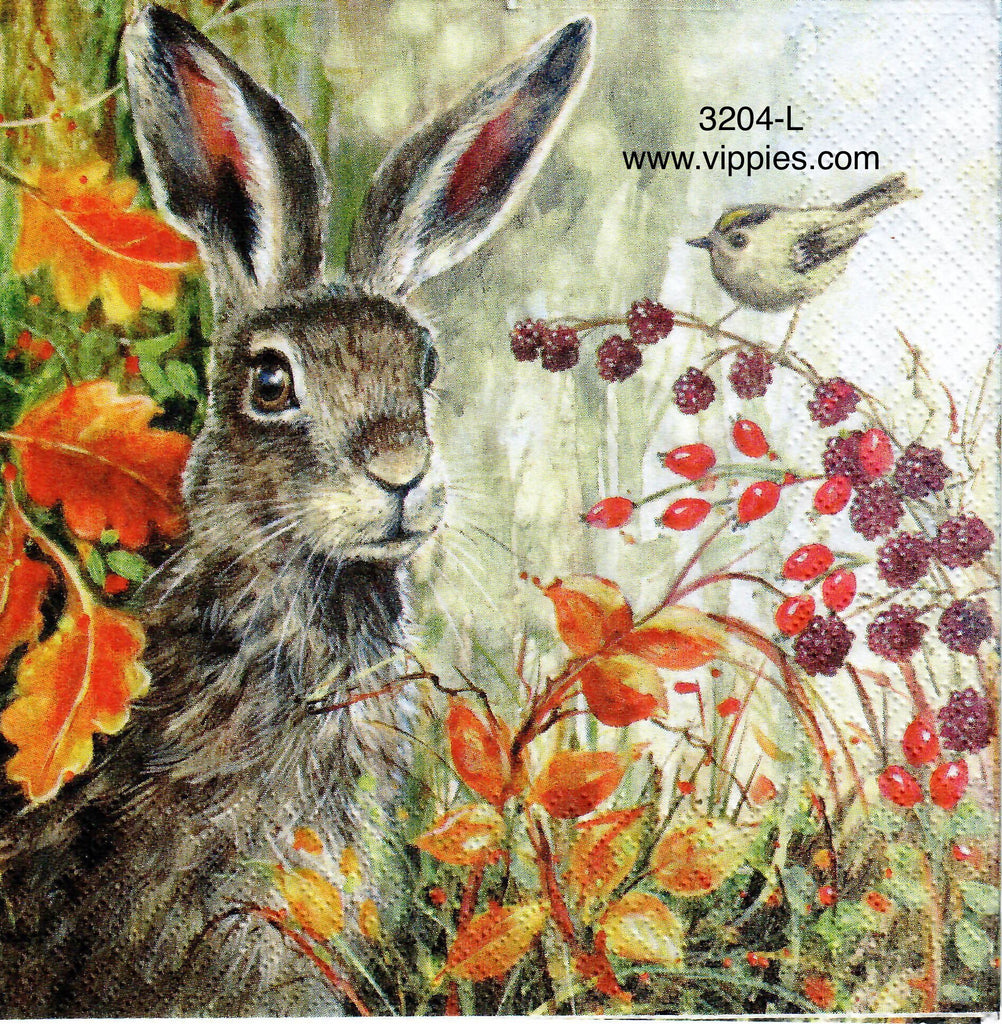 ANIM-3204-L Rabbit Bird Napkin for Decoupage