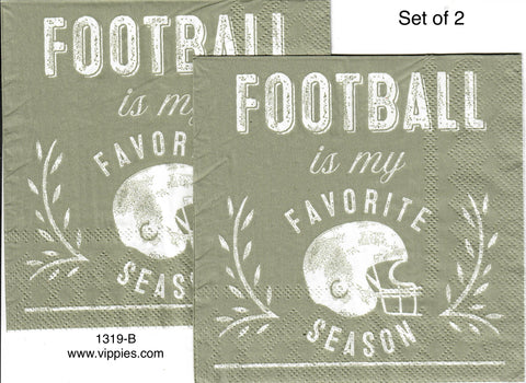 AT-1319-B-S Set of 2 Football Favorite Season Napkin for Decoupage