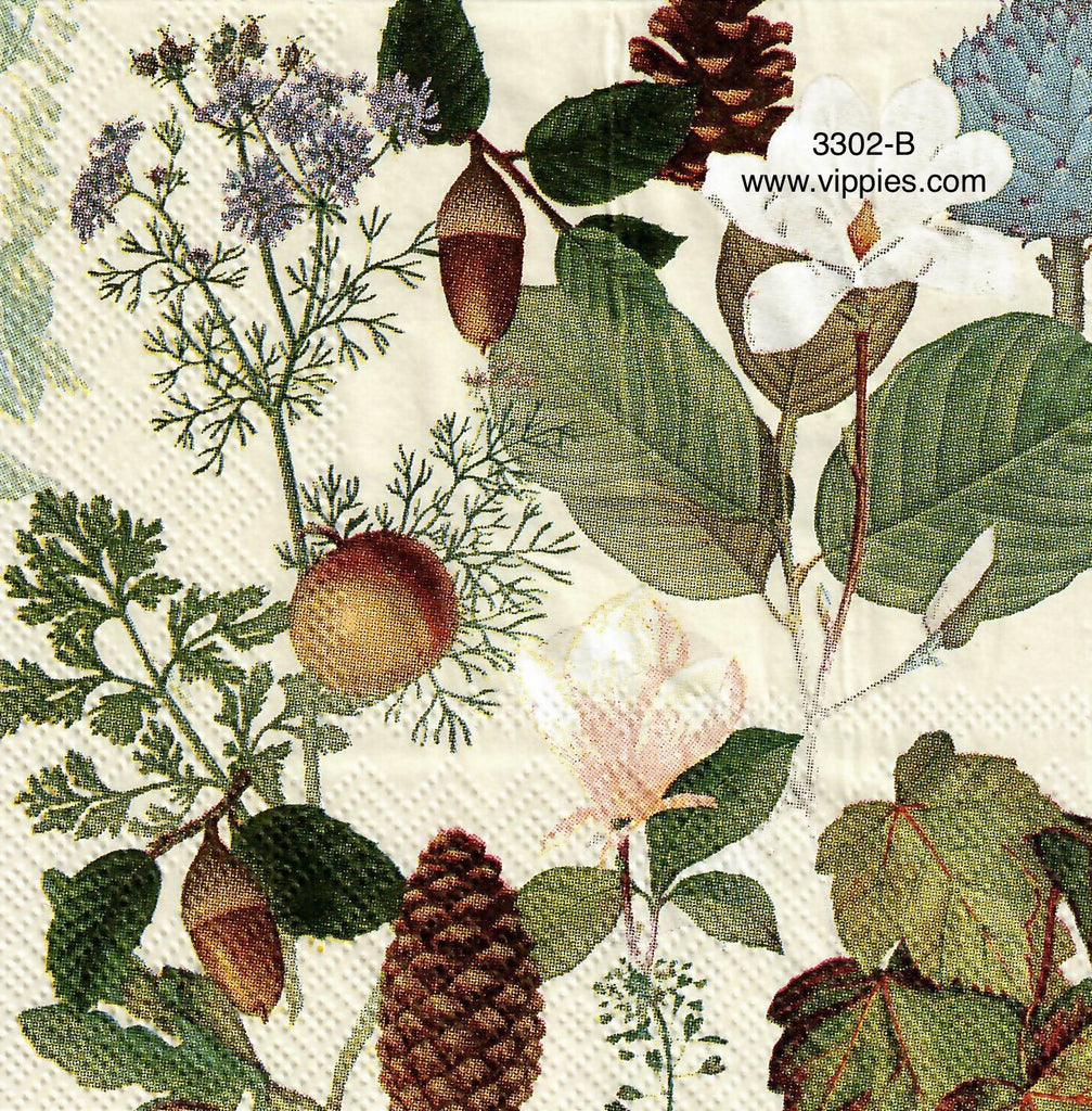 AT-3302-B Fall Botanical Napkin for Decoupage