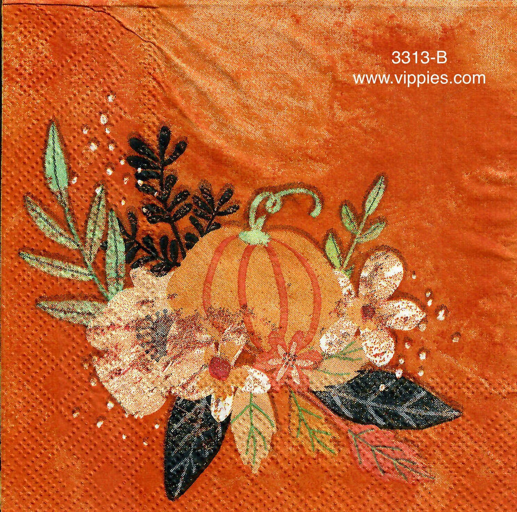 AT-3313-B Orange Autumn Grouping Napkin for Decoupage
