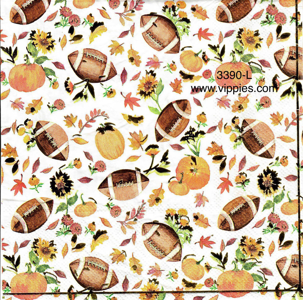 AT-3390-L Football Pumpkins Napkin for Decoupage