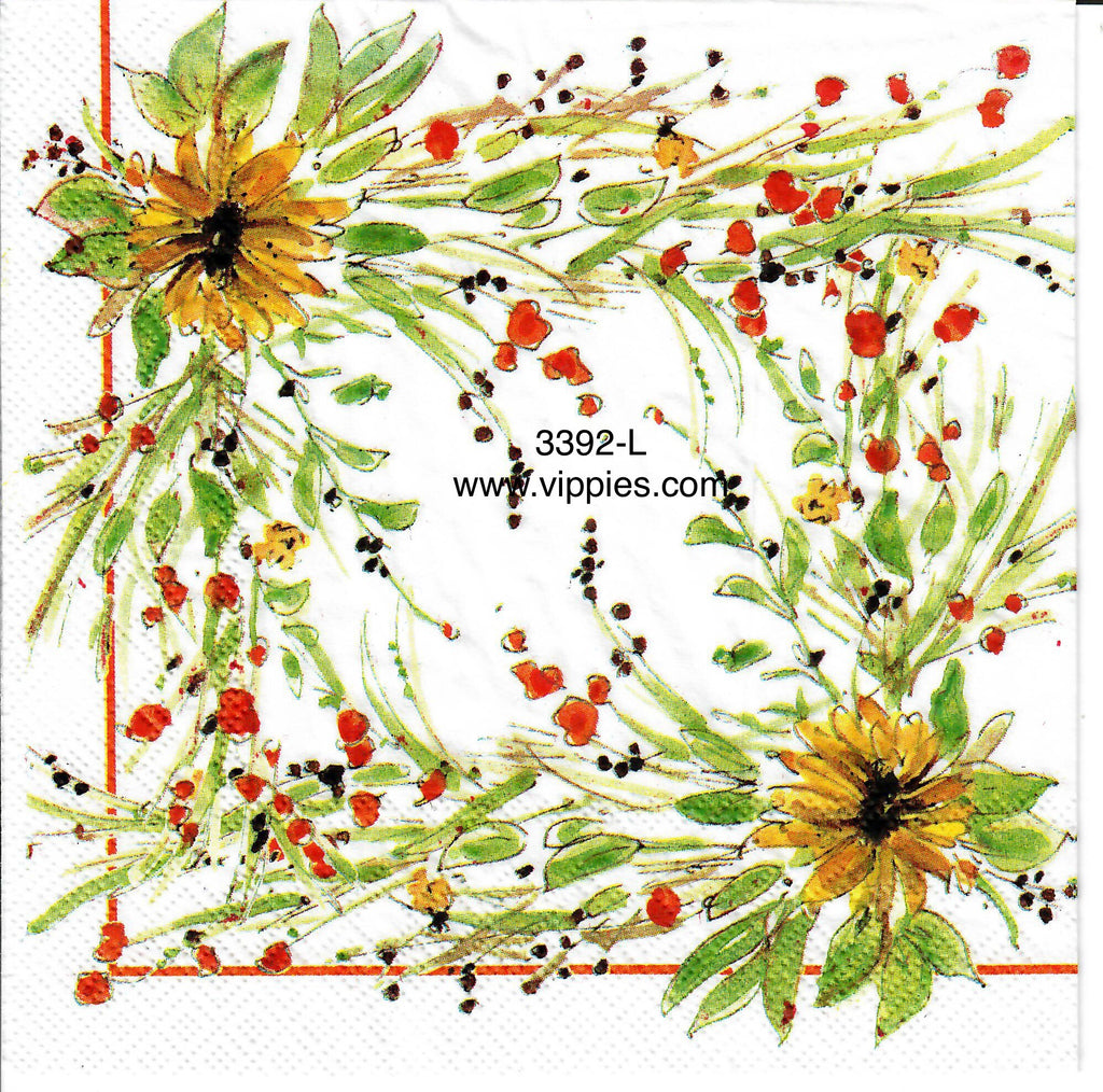 AT-3392-L Autumn Wreath Napkin for Decoupage