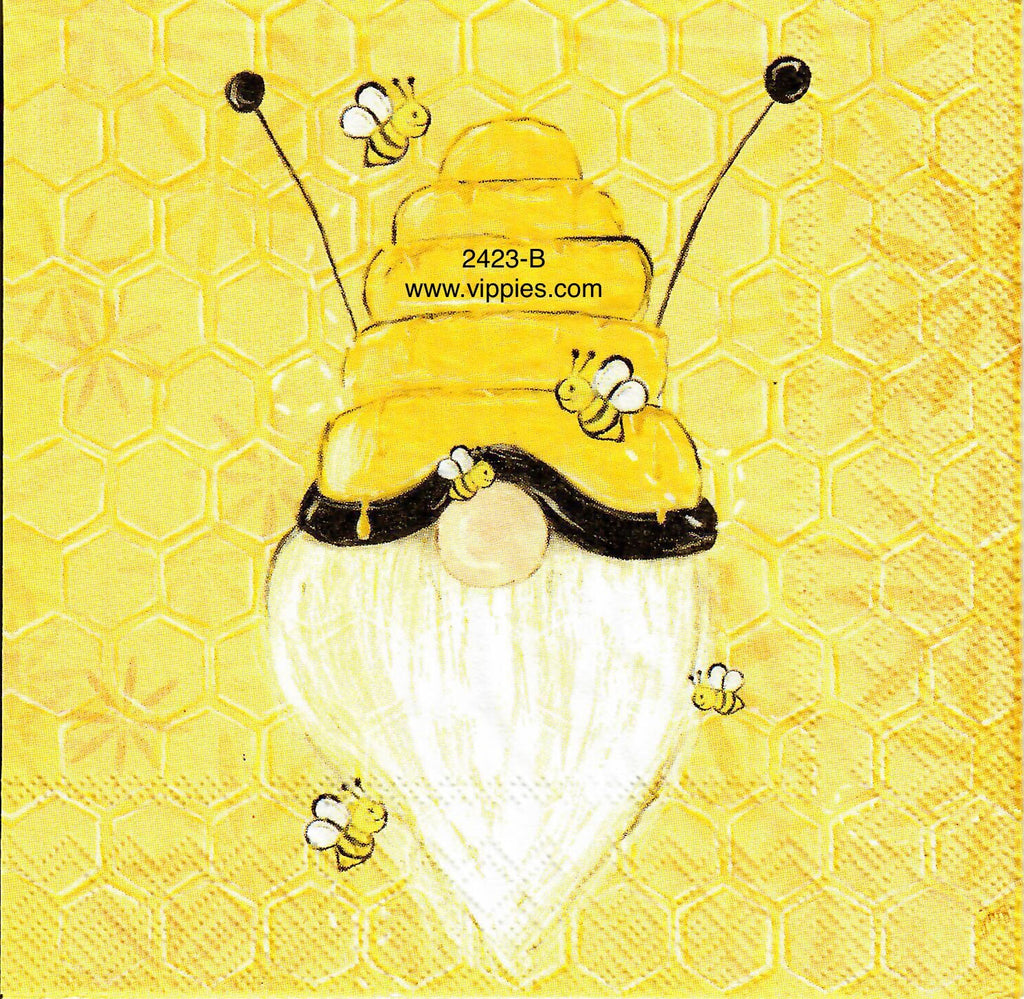BB-2423-B Gnome Beehive Hat Napkin for Decoupage