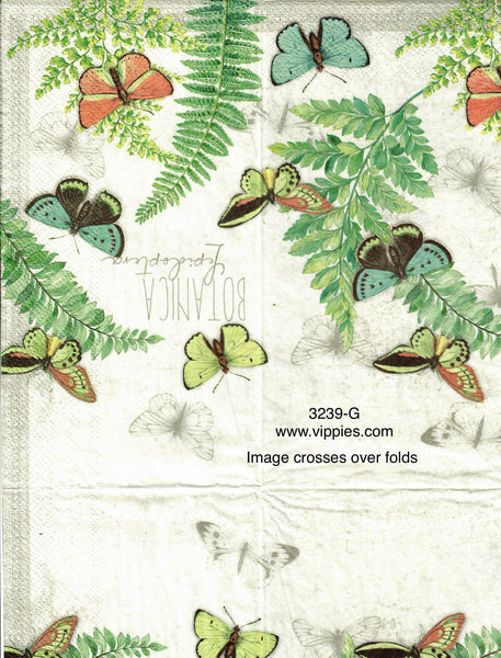 BB-3239-G Butterfly Ferns Botanica Guest Napkin for Decoupage