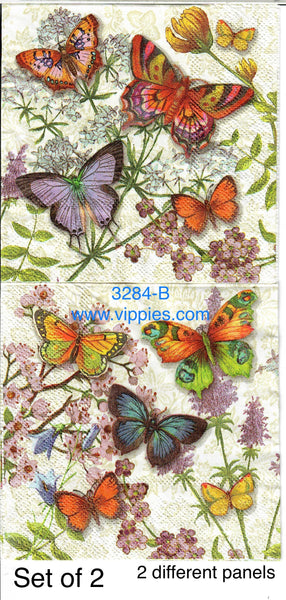 BB-3284-B-S Set of 2 Multicolor Butterflies Napkin for Decoupage