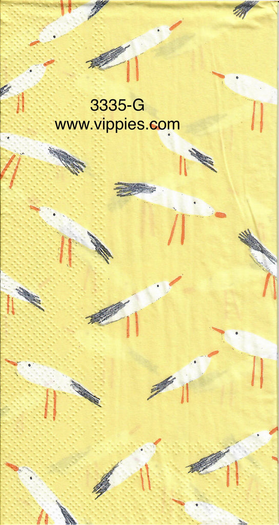 BB-3335-G Seagulls On Yellow Guest Napkin for Decoupage