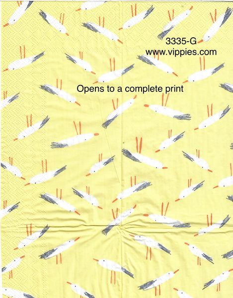 BB-3335-G Seagulls On Yellow Guest Napkin for Decoupage
