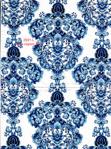 BW-2921-L Blue and White Paisley Napkin for Decoupage
