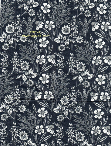 BW-2925-G Dark Blue and White Floral Guest Napkin for Decoupage
