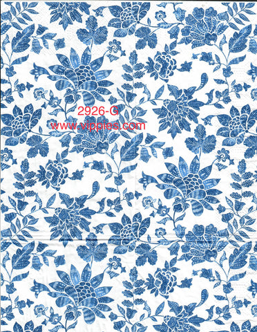 BW-2926-G Blue and White Allover Floral Guest Napkin for Decoupage