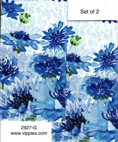 BW-2927-G-S Set of 2 Blue Cone Flowers Guest Napkin for Decoupage