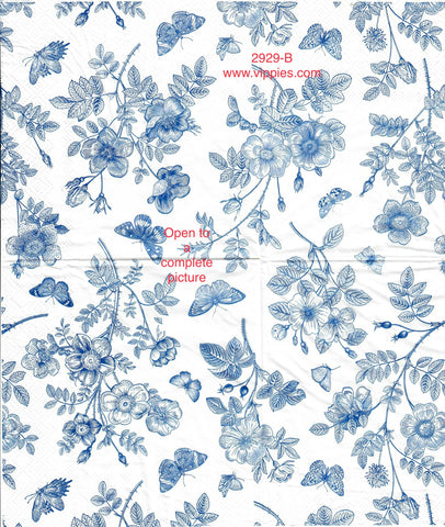 BW-2929-B Petite Blue Floral Napkin for Decoupage