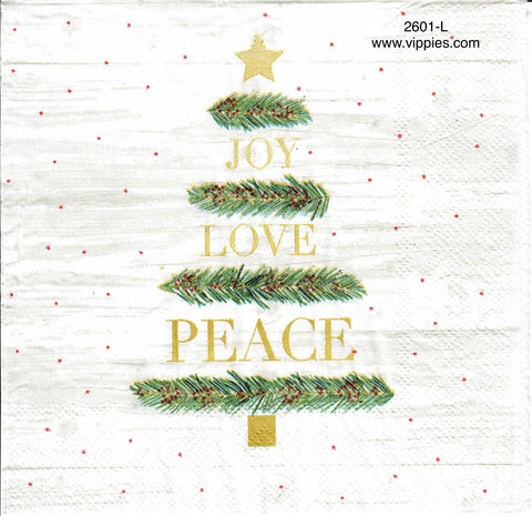C-2601-L Joy Love Peace Tree Napkin for Decoupage
