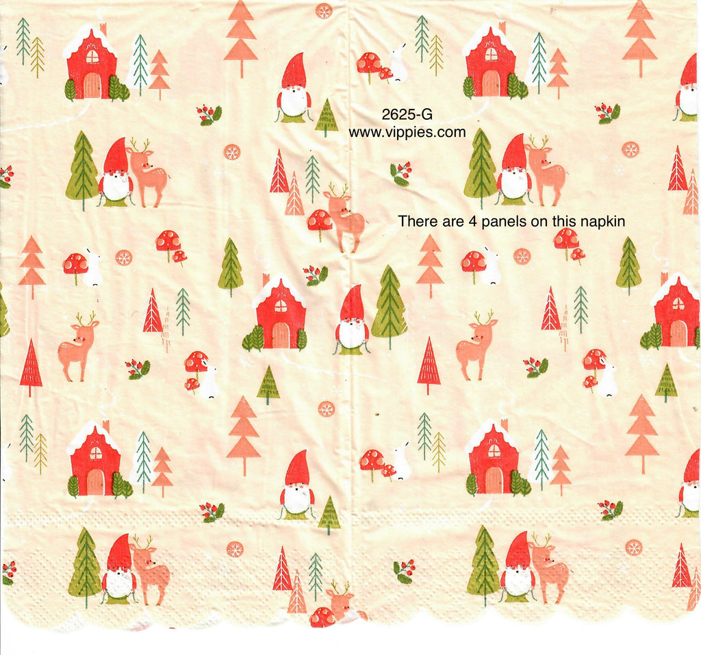 C-2625-G SPECIAL PRICE Pink Gnomes Guest Napkin for Decoupage