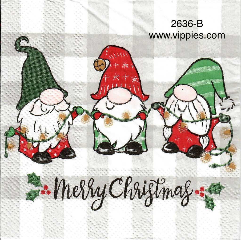 C-2636-B Gnomes Lights Checks Napkin for Decoupage