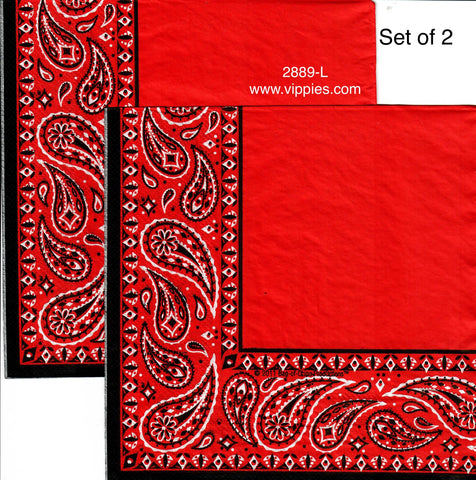 CW-2889-L-S Set of 2 Red Bandana Napkin for Decoupage