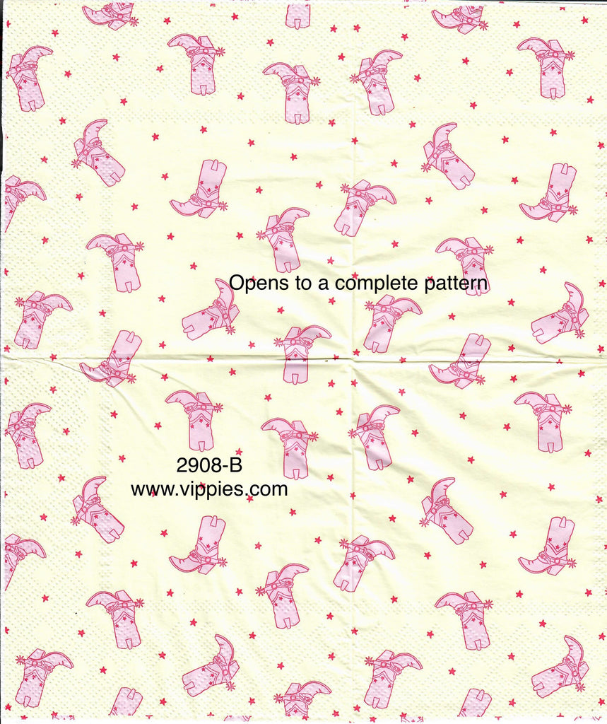 CW-2908-B Light Pink Cowboy Boots Napkin for Decoupage