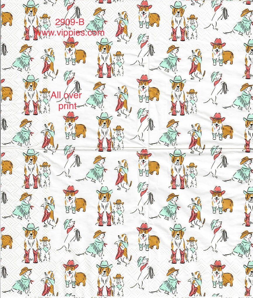 CW-2909-B Cowboy Dogs Napkin for Decoupage