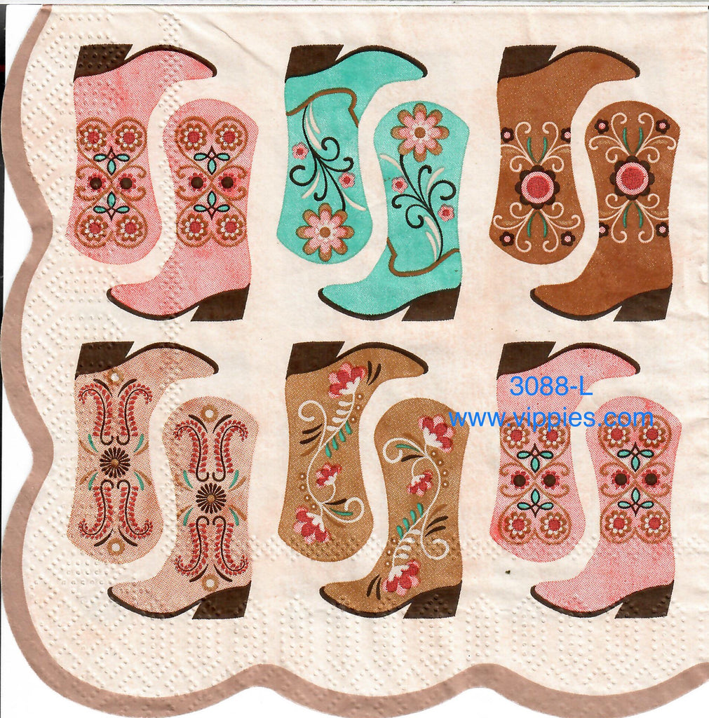 CW-3088-L Cowgirl Boots Sets Napkin for Decoupage