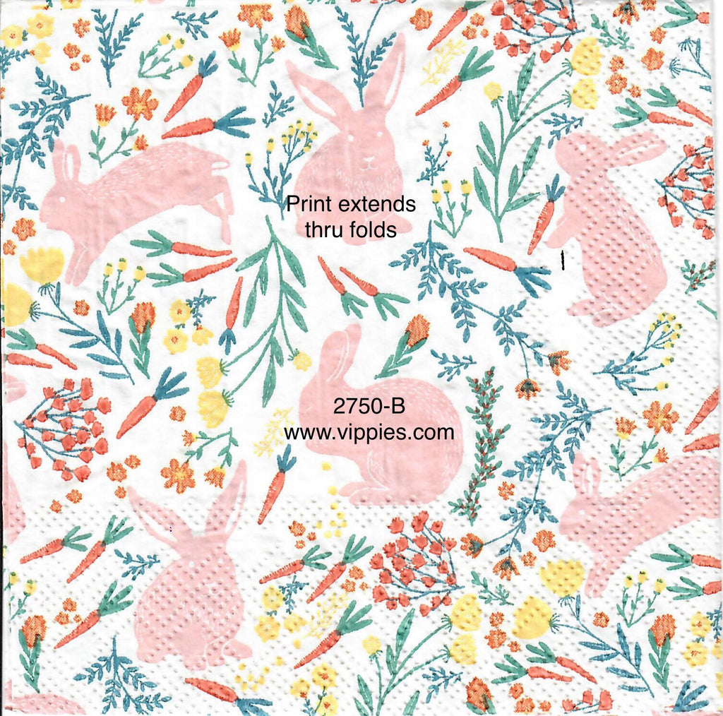 EAST-2750-B Pink Bunnies Napkin for Decoupage