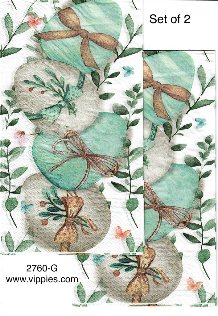 EAST-2760-G-S Set of 2 Turquoise Eggs Guest Napkins for Decoupage