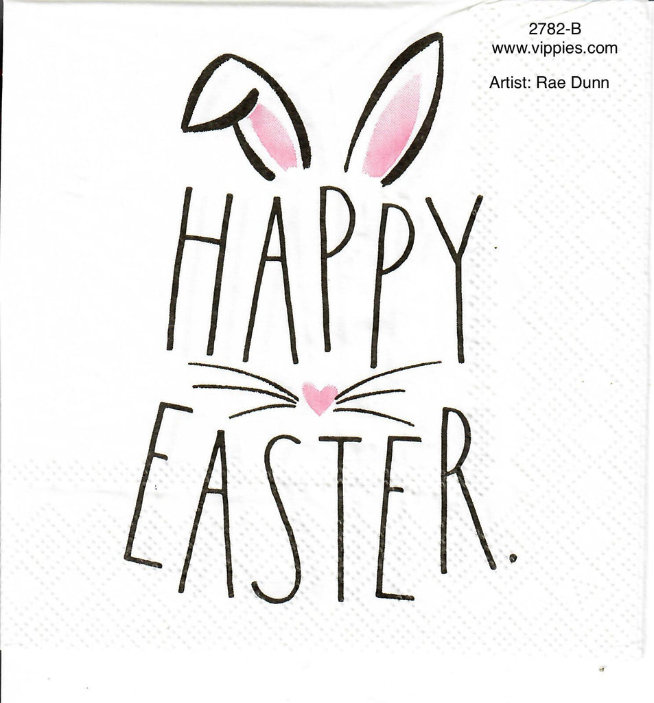 EAST-2782-B Rae Dunn Bunny Head Happy Easter Napkin for Decoupage