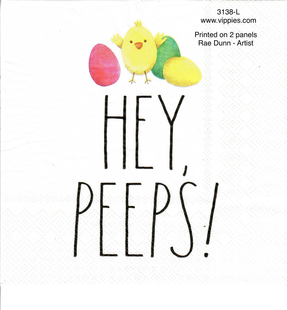 EAST-3138-L Rae Dunn Hey Peeps Napkin for Decoupage