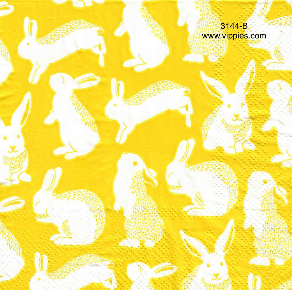 EAST-3144-B Yellow Ocher Bunnies Napkin for Decoupage
