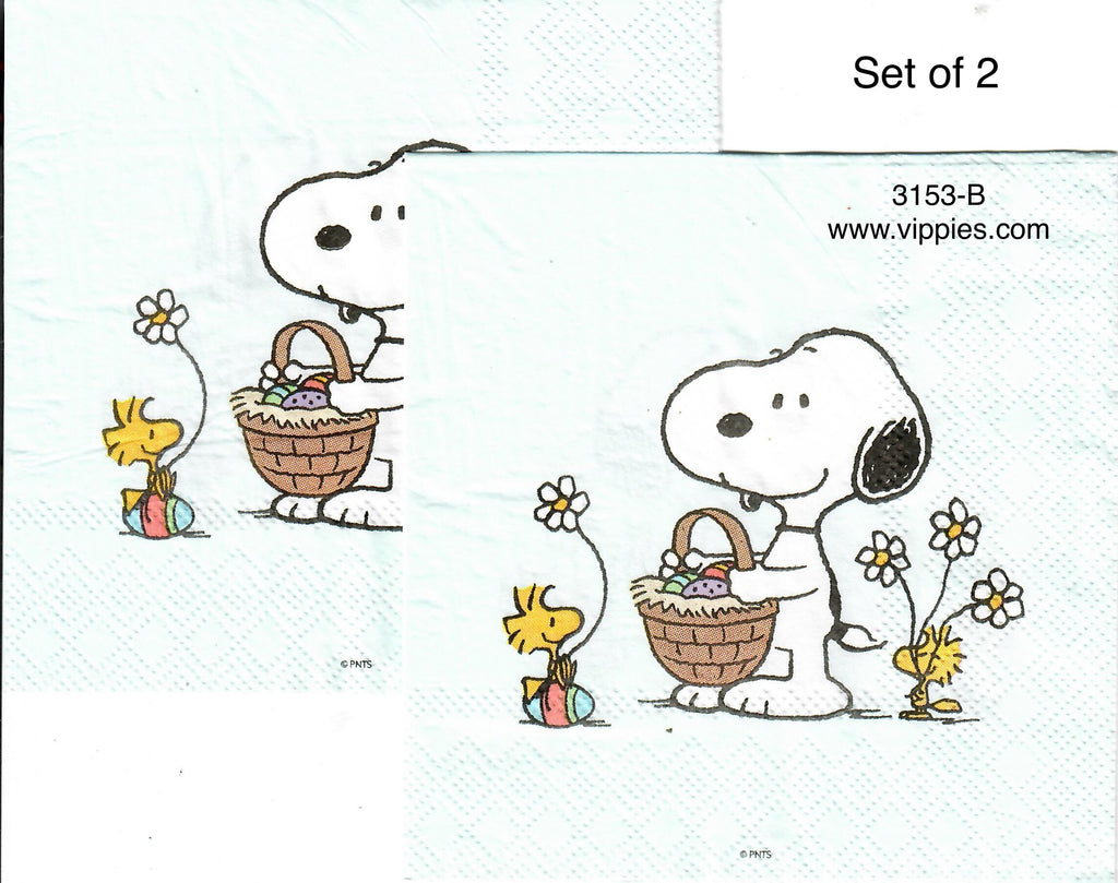 EAST-3153-B-S Set of 2 Snoopy Woodstock Basket Napkin for Decoupage