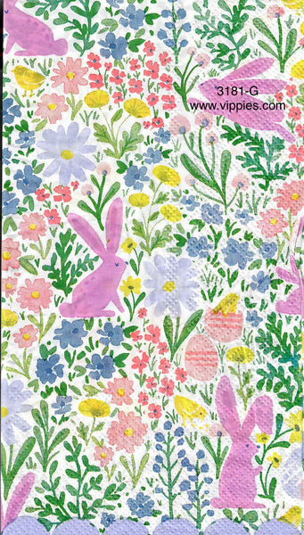EAST-3181-G Bunny Floral Print Guest Napkin for Decoupage