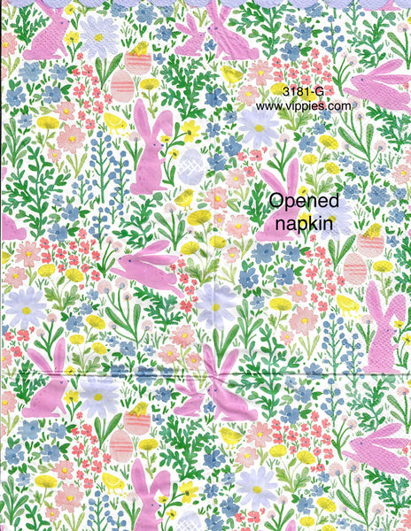 EAST-3181-G Bunny Floral Print Guest Napkin for Decoupage