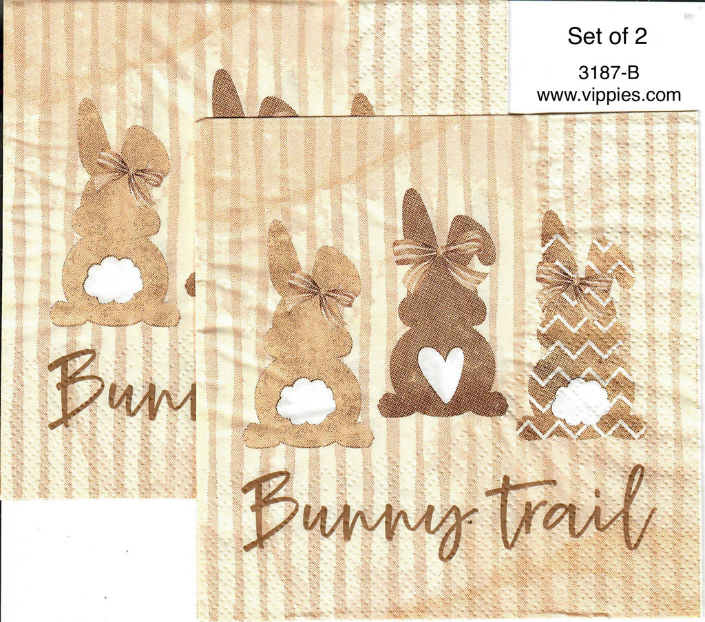 EAST-3187-B-S Set of 2 Bunny Trail Stripes Napkin for Decoupage