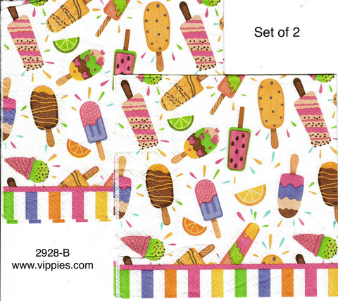 FD-2928-B-S Set of 2 Popsicles Stripes Napkin for Decoupage