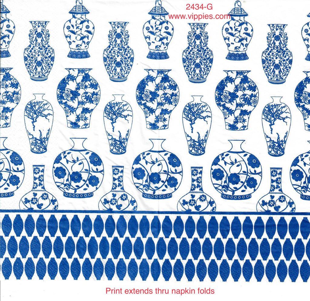 FL-2434-G Blue Urns Guest Napkin for Decoupage