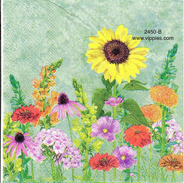 FL2450B Green Floral Garden Napkin for Decoupage Vippies Designs
