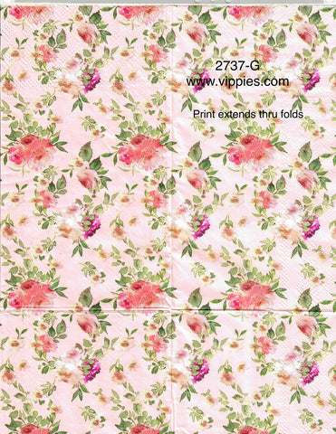 FL-2737-G Pink Small Floral Guest Napkin for Decoupage