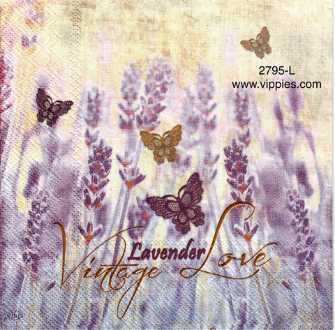 FL-2795-L Vintage Love Lavender Napkin for Decoupage