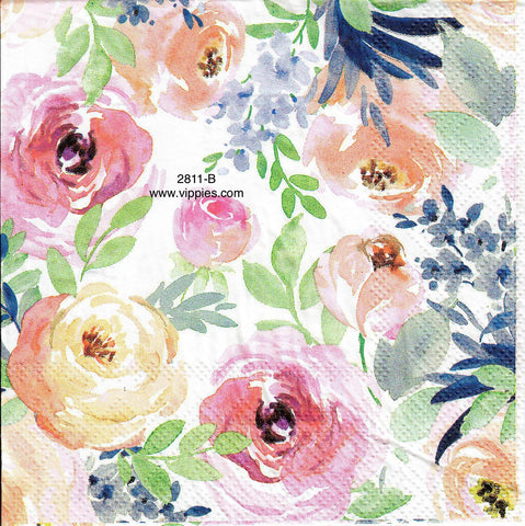 FL-2811-B Watercolor Floral Napkin for Decoupage