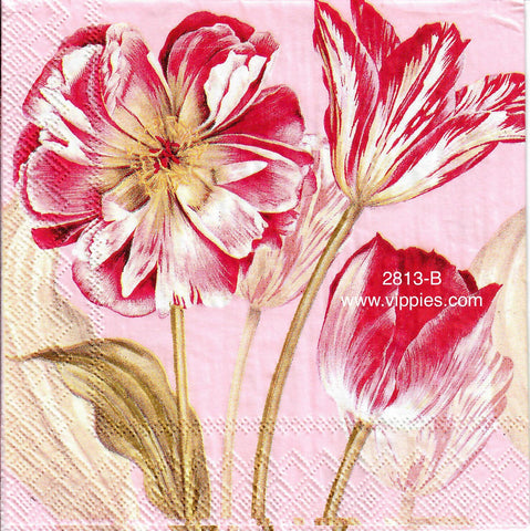 FL-2813-B Pink and White Tulips Napkin for Decoupage