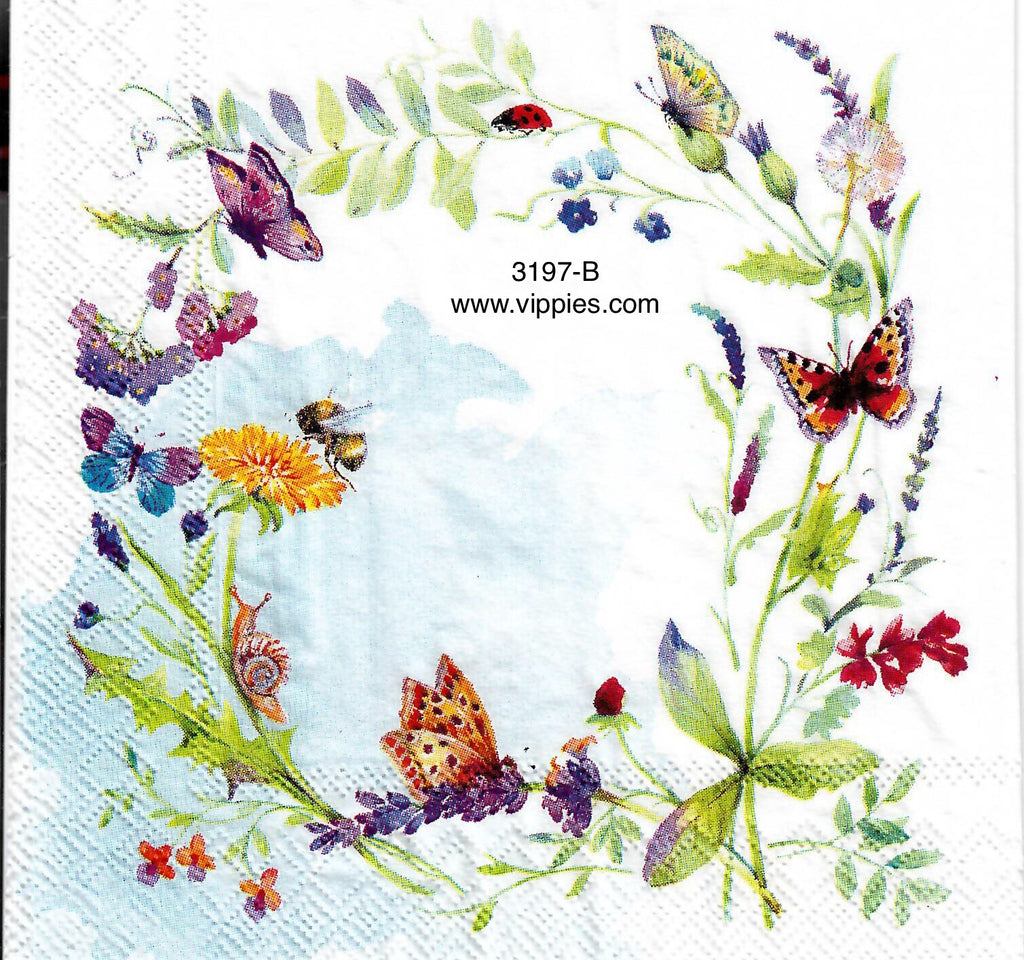 FL-3197-B Butterfly Wreath Napkin for Decoupage