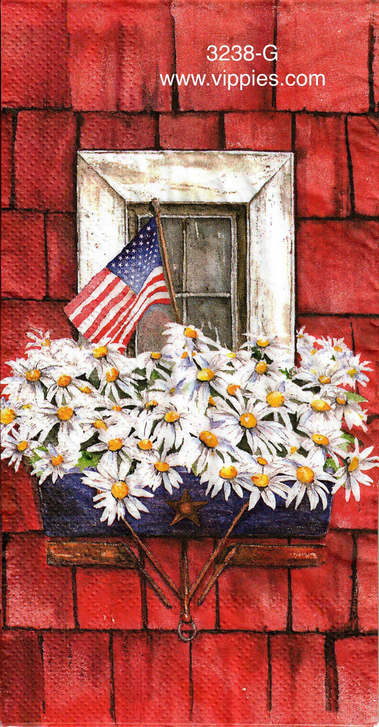 FL-3238-G Flower Box Daisies Flag Guest Napkin for Decoupage