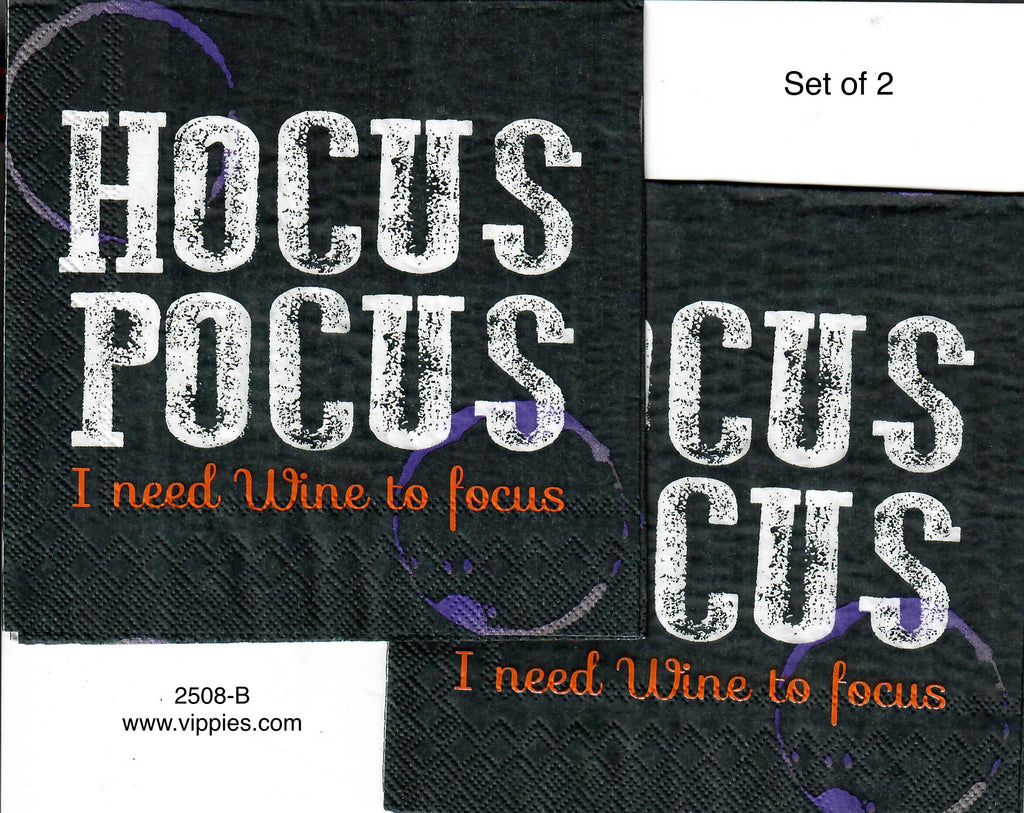 HWN-2508-B-S Set of 2 Hocus Pocus Wine Napkin for Decoupage