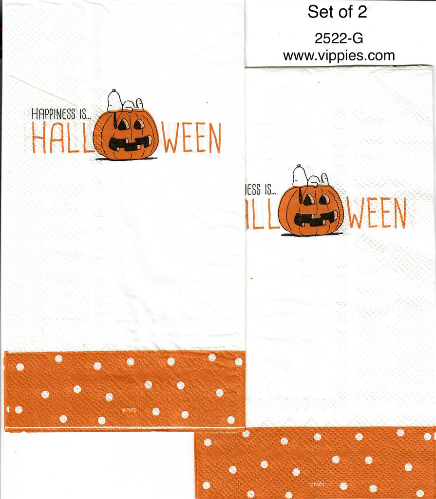 HWN-2522-G-S Set of 2 Happiness Halloween Snoopy Guest Napkin for Decoupage