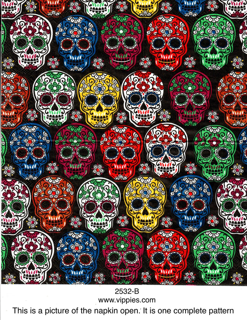 HWN-2532-B Multi Sugar Skulls Napkin for Decoupage