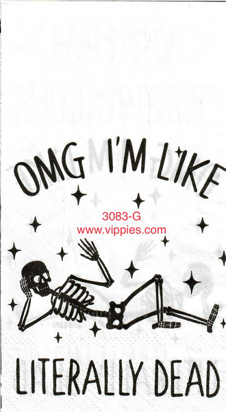 HWN-3083-G-S Set of 2 Happy Halloween Haunted House Skeleton Napkin for Decoupage