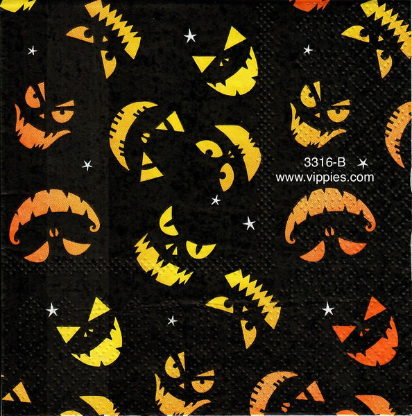HWN-3316-B Scary Faces on Black Napkin for Decoupage