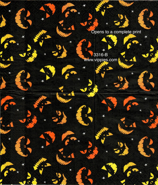 HWN-3316-B Scary Faces on Black Napkin for Decoupage