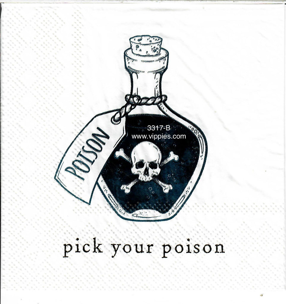 HWN-3317-B Poison Bottle Skull Napkin for Decoupage